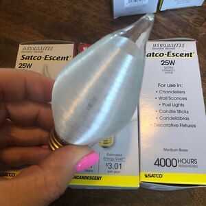 Satco S3413 120V Medium Base 25-Watt C15 Light Bulb, Satin Spun-3 bulbs